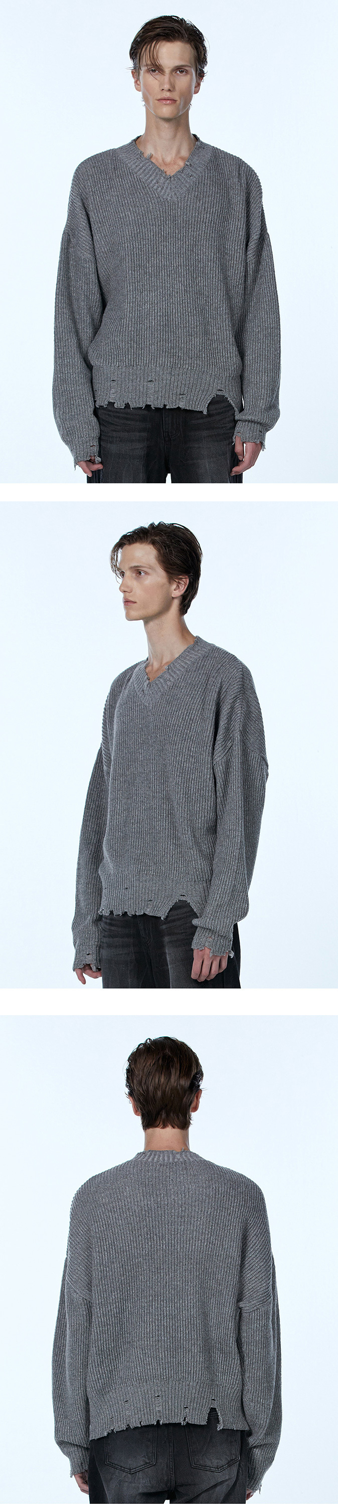 ★Kep1er チェヒョン★WOOALONG★送料込み★V-neck damage knit ☆Kep1er チェヒョン☆WOOALONG☆送料込み☆V-neck damage knit