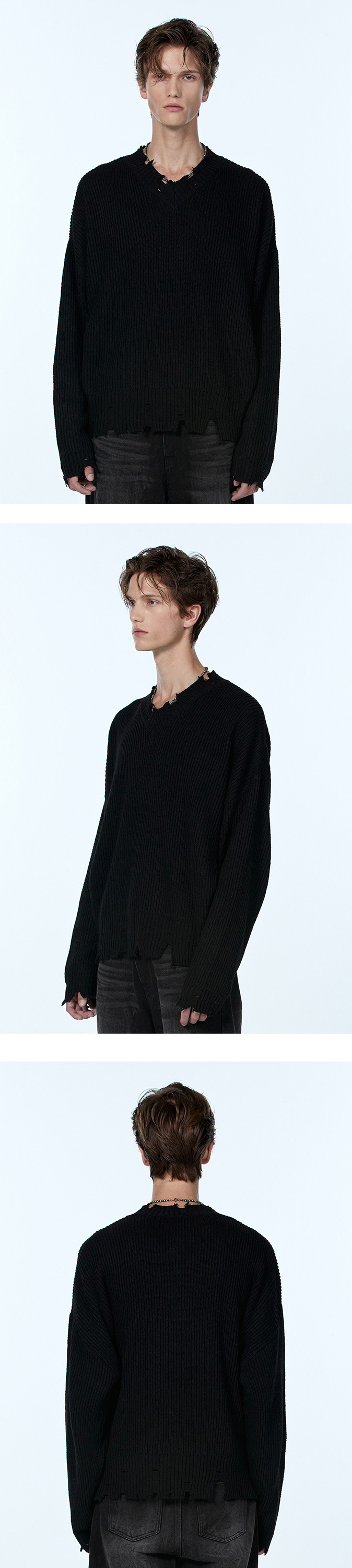 ☆Kep1er チェヒョン☆WOOALONG☆送料込み☆V-neck damage knit