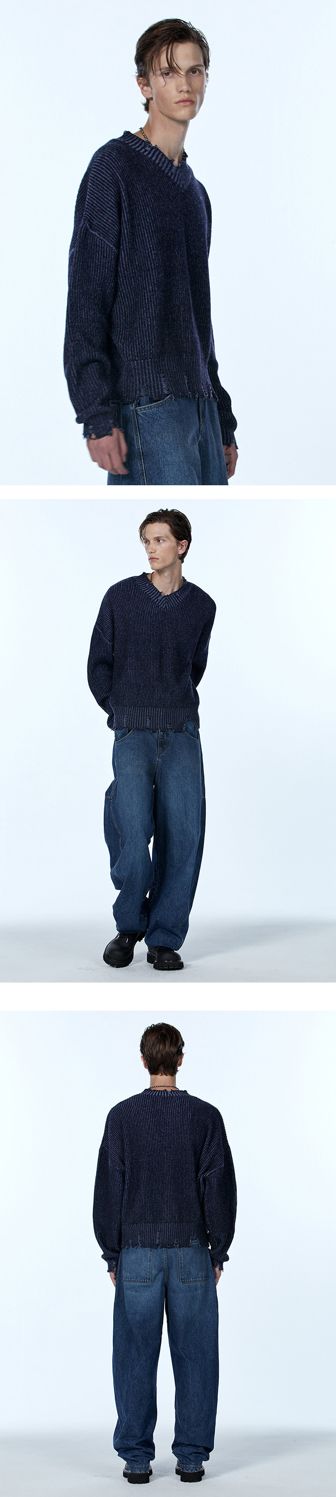 ★Kep1er チェヒョン★WOOALONG★送料込み★V-neck damage knit ☆Kep1er チェヒョン☆WOOALONG☆送料込み☆V-neck damage knit